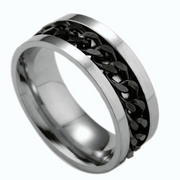 Silver Black Fidget Rings