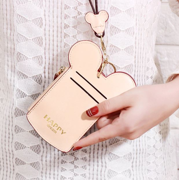 Minnie-Shaped Beige Card Holder