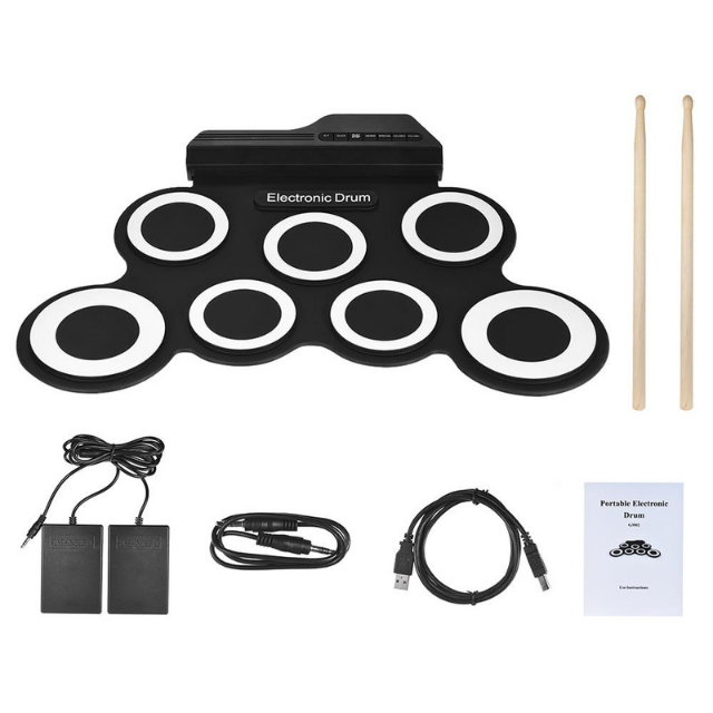 Black white portable electronic drum