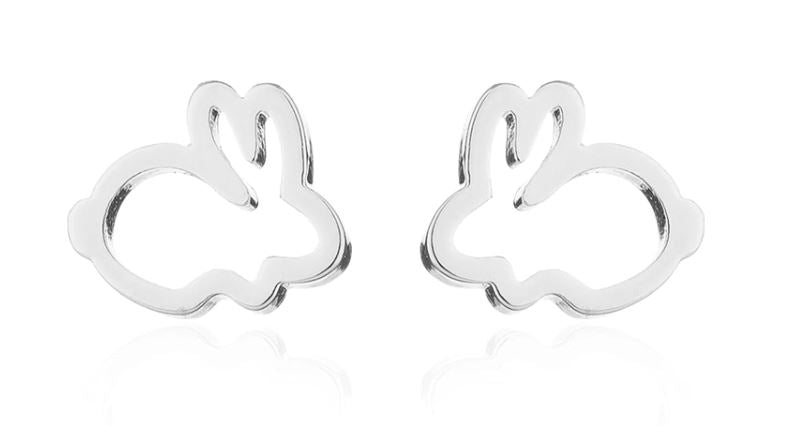 Silver Bunny Ear Stud