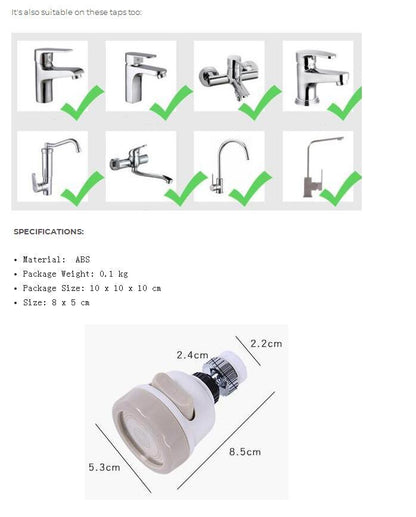 Movable Tap Head Size