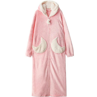 Moon Pink Winter Hooded Dress