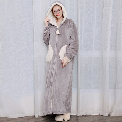 Moon Gray Winter Hooded Dress