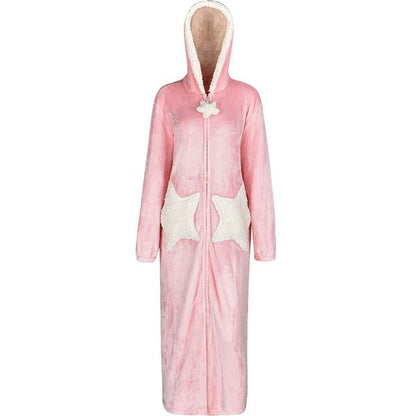 Star Pink Winter Hooded Dress