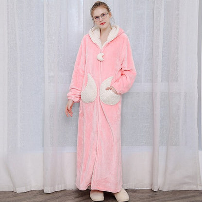 Moon Pink Winter Hooded Dress