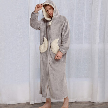 Moon Gray Winter Hooded Dress