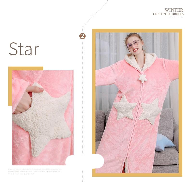 Star Pink Winter Hooded Dress