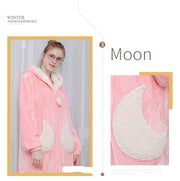 Moon Pink Winter Hooded Dress