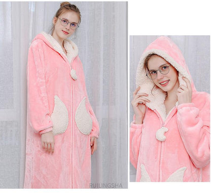 Moon Pink Winter Hooded Dress