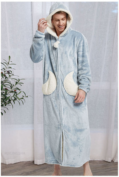 Moon Blue Winter Hooded Dress