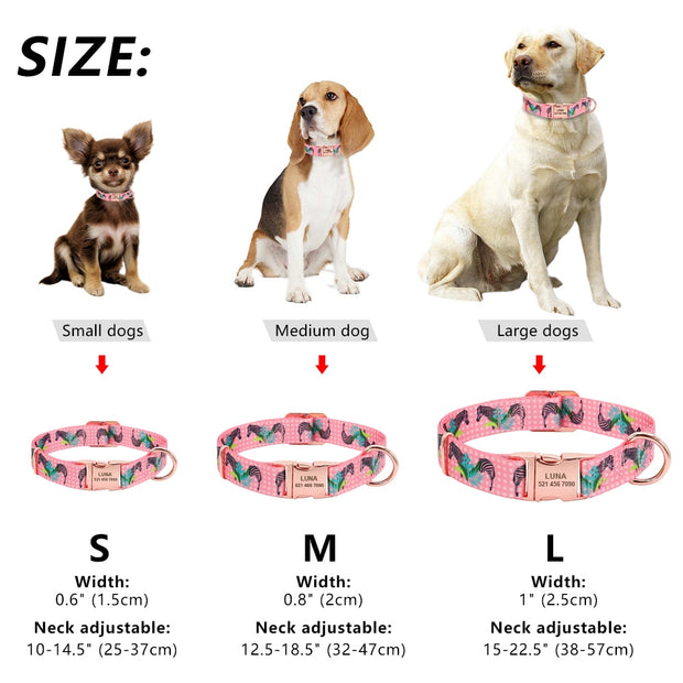 Pink Floral Pet Collar Size