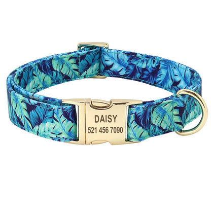 Blue Leaves Pet Collar