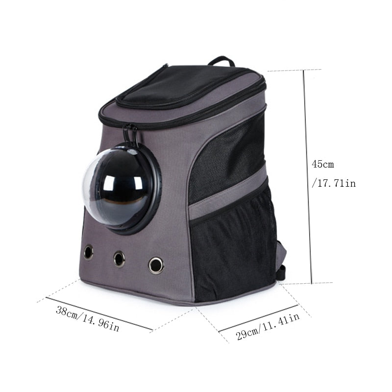 Gray Cat Bubble Backpack Size
