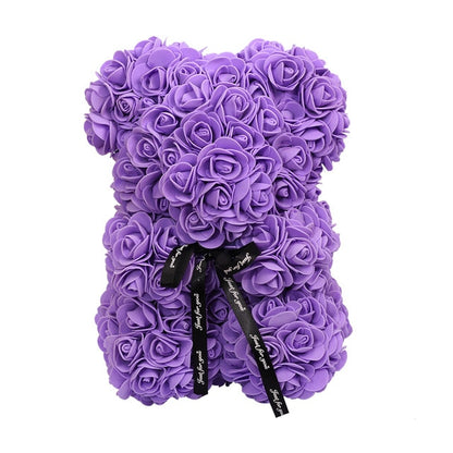 Rose Purple Flower Bear