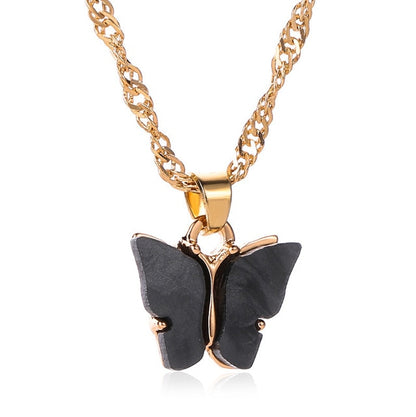 Black Butterfly Pendant Necklace