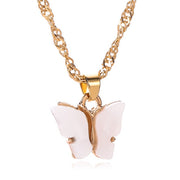 White Butterfly Pendant Necklace