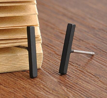 Black Bar Stud Earrings