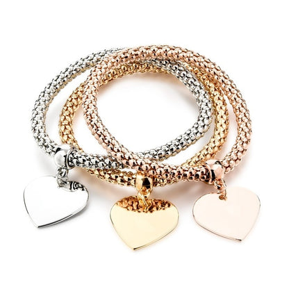 Solid Heart Charm Bracelets