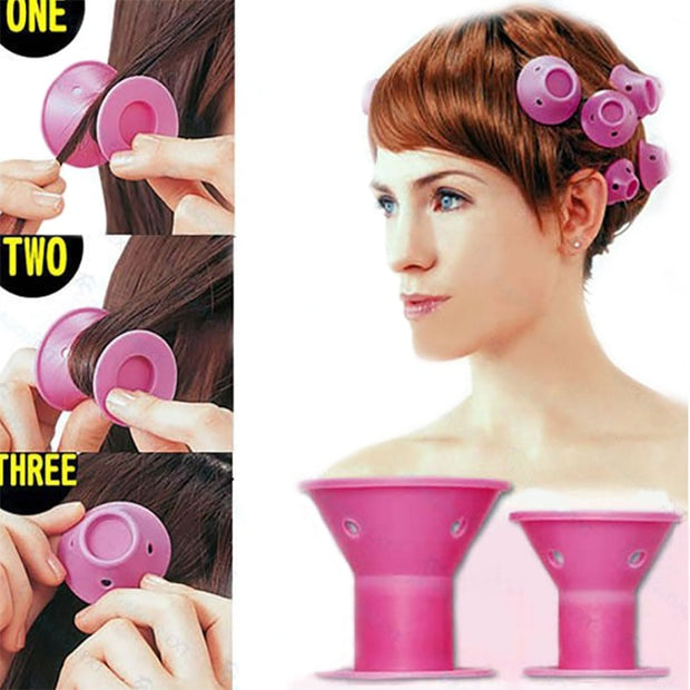 Pink Silicone Hair Curlers