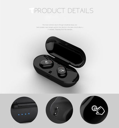 Wireless Black Earphone Headset Function