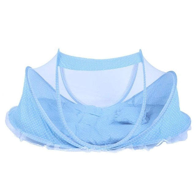 Blue Portable Mesh Baby Crib