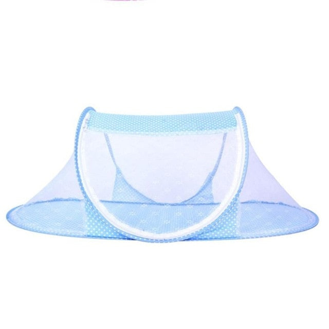 Blue Portable Mesh Baby Crib