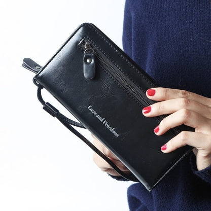 Black Leather Long Wallet