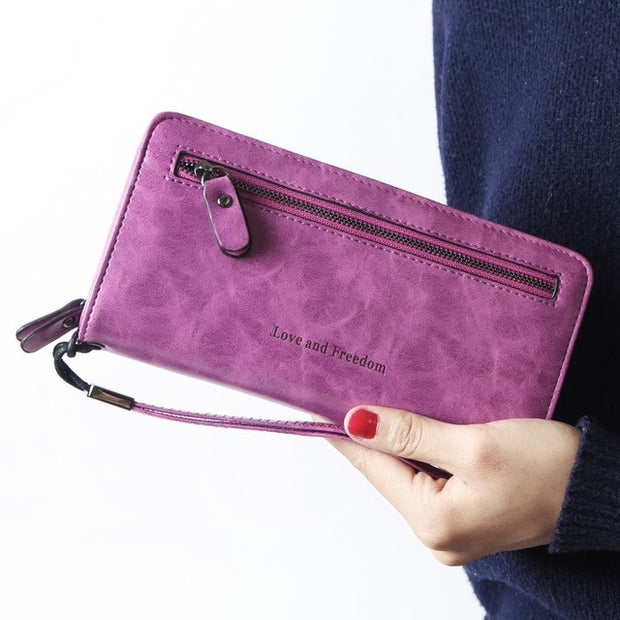 Hot Pink Leather Long Wallet