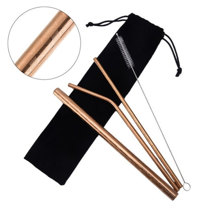Rose Gold Metal Straw