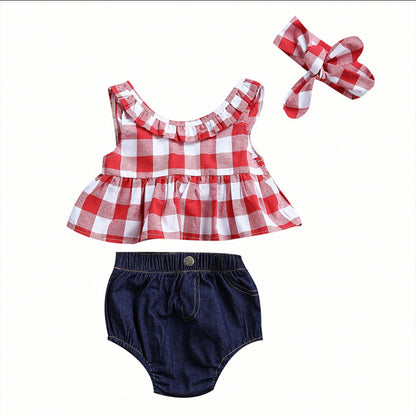 Red Plaid Baby Outfit