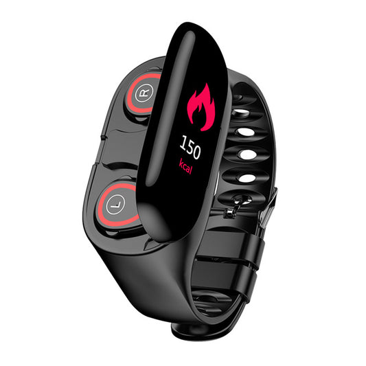 Black Smart Watch With Earbuds
