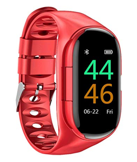 Red Smart Watch With Earbuds